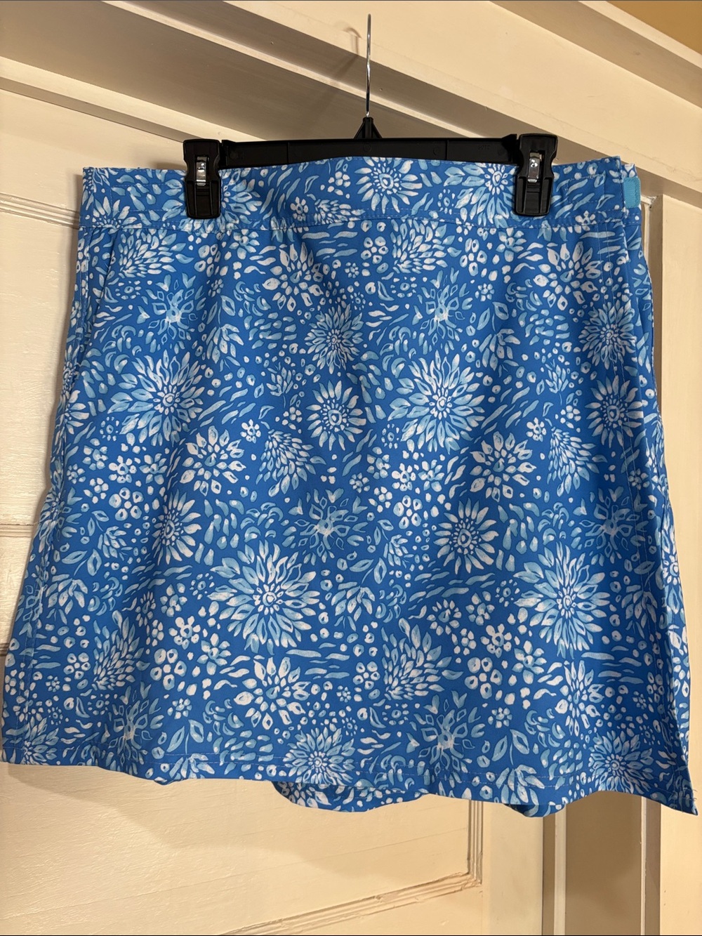 Blue Floral A-Line Women's RipSkirt XL